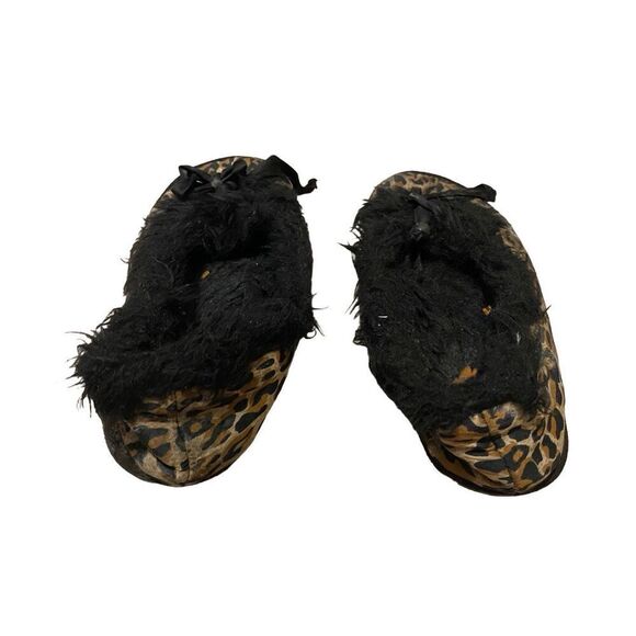 Rocket Dog Leopard Print Moccasin Slippers House Shoes Hard Bottom Faux Fur Fuzz - Picture 6 of 9